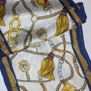 Nautical Themed Scarf with Gold and Navy Accents